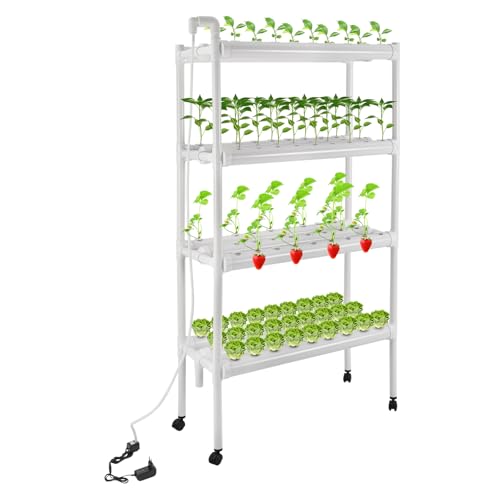 banborba Hydroponisches Grow-Kit, 108 Standorte 12 Rohre Hydroponische Pflanzausrüstung, 4 Schichten Hydroponisches Anbausystem mit Grow-Körben und Wasserpumpe für Haus Balkon Garten Balkongemüse