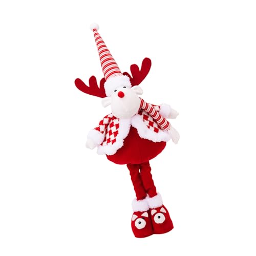 ZIDDAR Weihnachten Santa Schneemann Hirsch Stehende Plüsch Puppen Figur Einziehbare Bein Figur Spielzeug Saisonale Dekorative Ornament