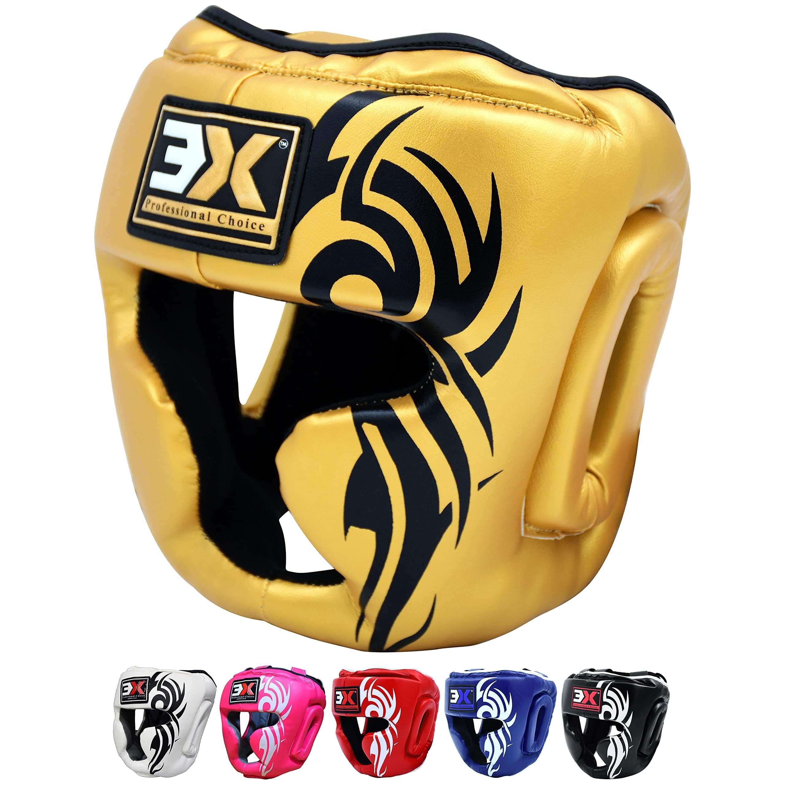 3X Professional Choice Junior Headgear for Face and Ear Protection in Professional Training for MMA Training Sparring Martial Arts, Taekwondo, Kick Boxing and Muay Thai