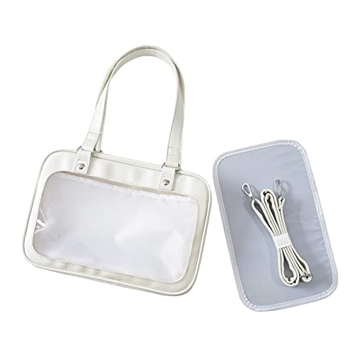 ohodhmnu Damen-Tragetasche, japanische Uniform, Umhängetasche, Schultasche, Mehrzwecktasche für Mädchen, Studenten, transparent, weiß, bare bag