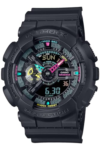 Casio Armbanduhr GA-110MF-1AJF, mehrfarbig, fluoreszierend, Import aus Japan, Schwarz, Modern