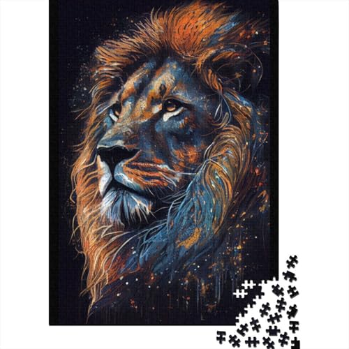 Holzpuzzle mit Löwen-Tuschemalerei für Erwachsene und Jugendliche von Art Jigsaw Puzzles für Erwachsene 1000 Teile Holzpuzzle für Erwachsene und Jugendliche 75x50cm