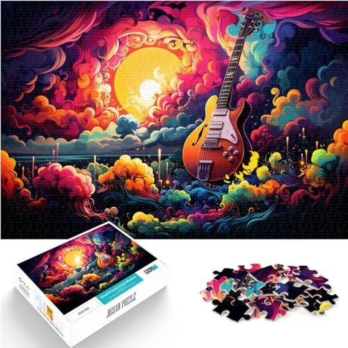 Puzzle, farbenfrohes psychedelisches Gitarren-Puzzle für Erwachsene, 1000-teiliges Puzzle, Holzpuzzle, dekomprimierendes geistiges Lernspielzeug, 1000 Teile (50 x 75 cm)