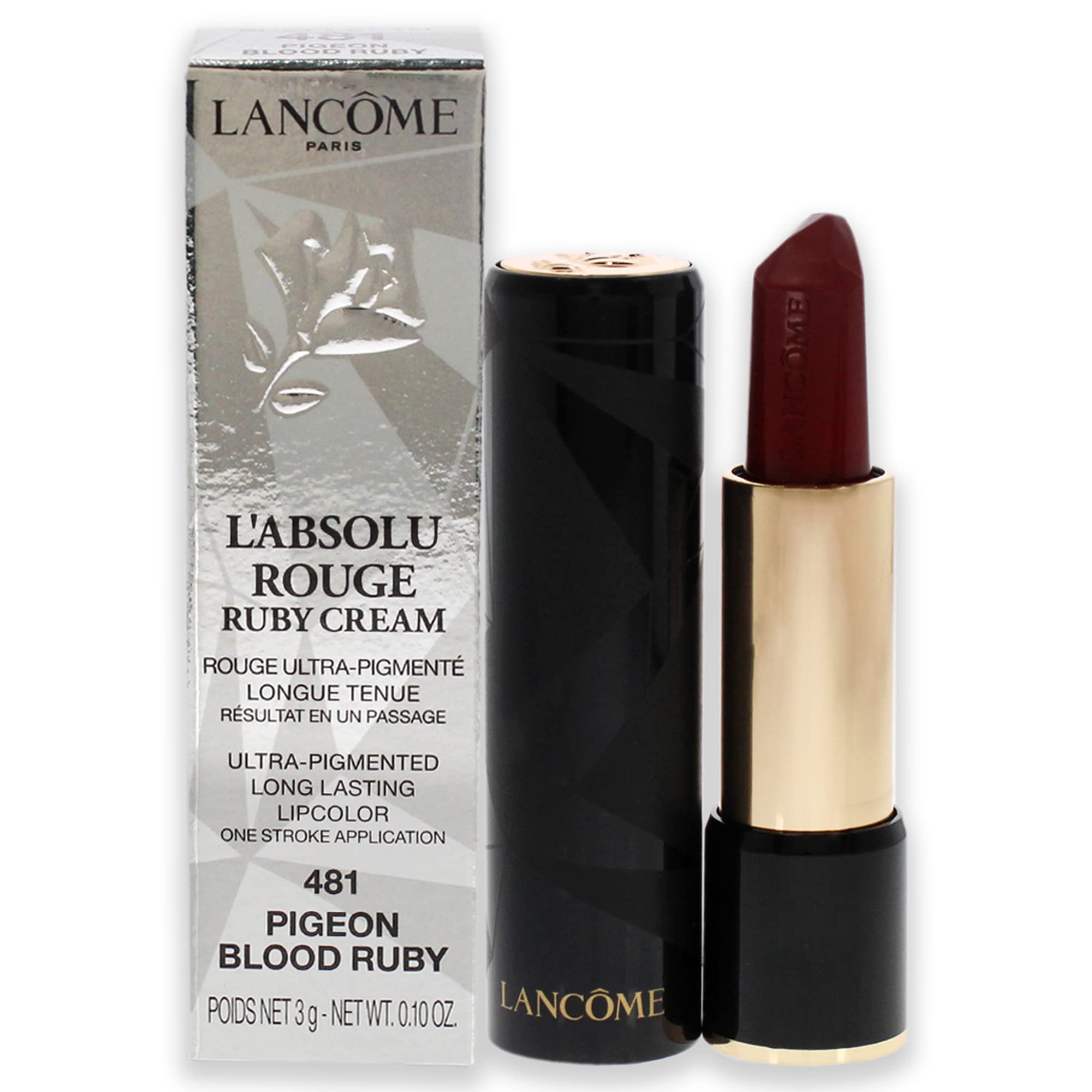 Lancome Unisex Cream Barra de Labios Absolu Rouge Rubincreme Lippenstange 481 Pigeon Blood Ruby 1Un, Negro, Nur