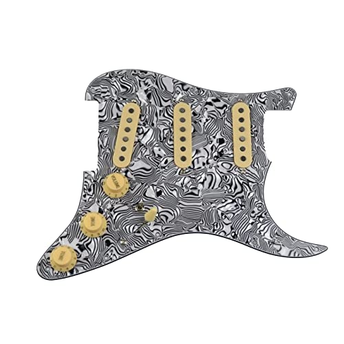 Geladenes Gitarren-Pickguard Geladene Pickguard-Pickups Gitarre-Alnico 5-Pickups SSS. Single Coils Pickups/Gelbe Pickupabdeckungen Set (Color : 20)