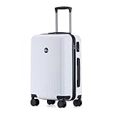 Blade Hartschalen Koffer groß - Trolley Leichter Reisekoffer Handgepäck aus ABS mit TSA Schloss - 4 Spinnräder Koffer- Rollkoffer (Weiß-XL)