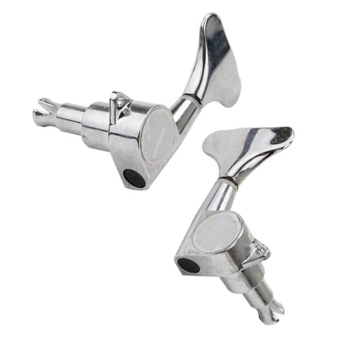 Strings Tuning Pegs Mechaniken Für Gitarre Satz mit 4 verchromten, versiegelten Gitarren-Mechaniken, Tuning-Nagelköpfe 2R2L für 4-Saiter-Bass (Color : Silver)