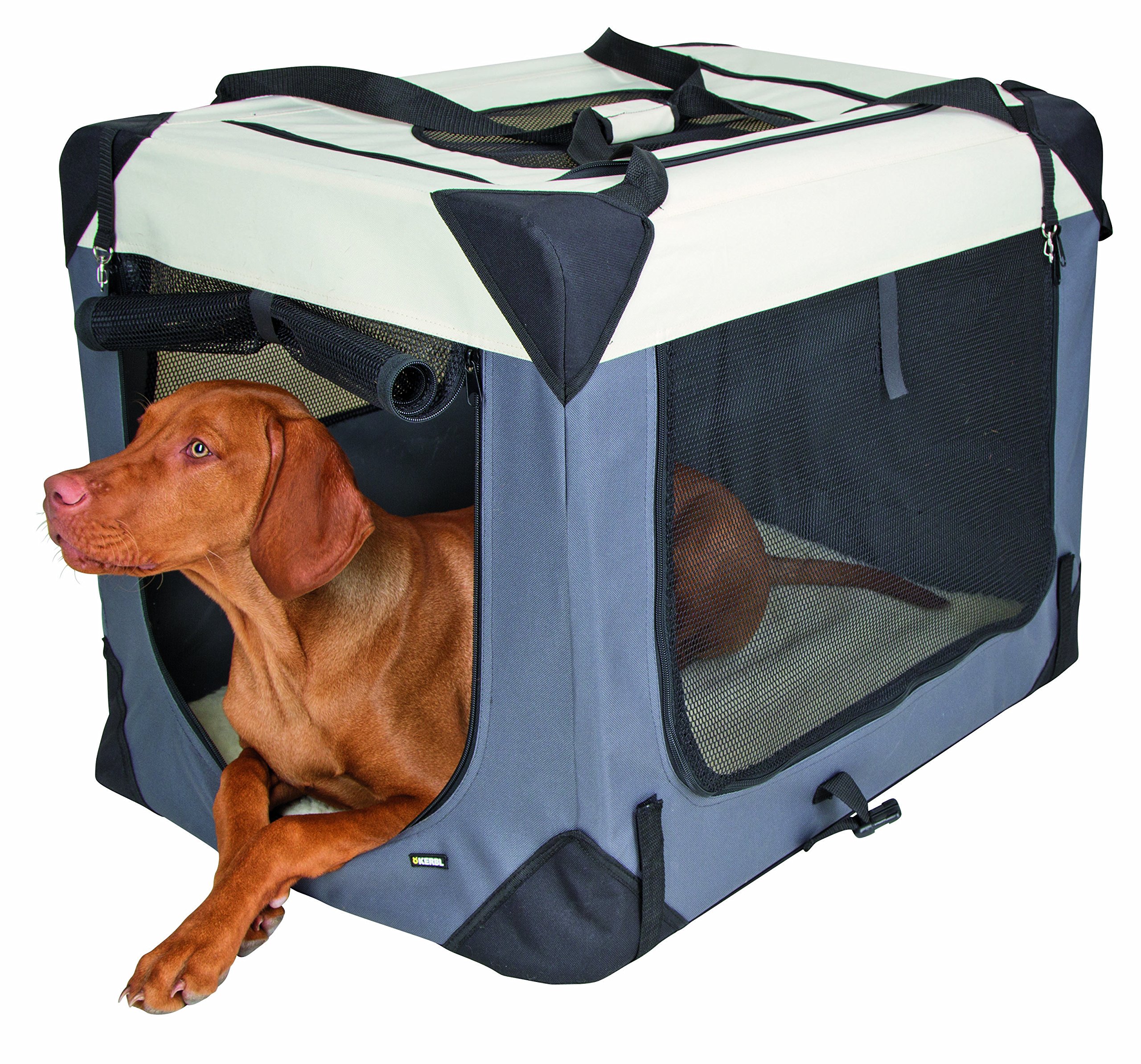 Kerbl Pet 80598 Transportbox Journey, 81 x 58 x 58 cm, grau/beige