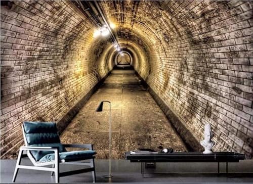 Ziegelsteinmauer-Tunnel 3D Tapete Poster Restaurant Schlafzimmer Wohnzimmer Sofa TV Dekorative Wand-150cm×105cm