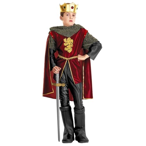 "ROYAL KNIGHT" (coat, pants, boot covers, cape, crown with gems) - (116 cm / 4-5 Years)