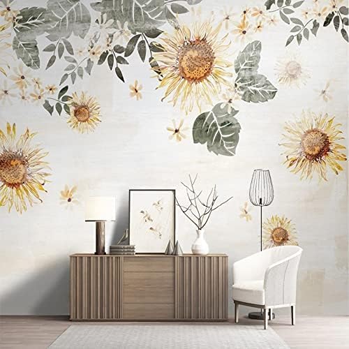 XLMING Sonnenblume Vintage 3D Tapete Home Dekoration Wohnzimmer Sofa Schlafzimmer Tv Hintergrund Wand-200cm×140cm