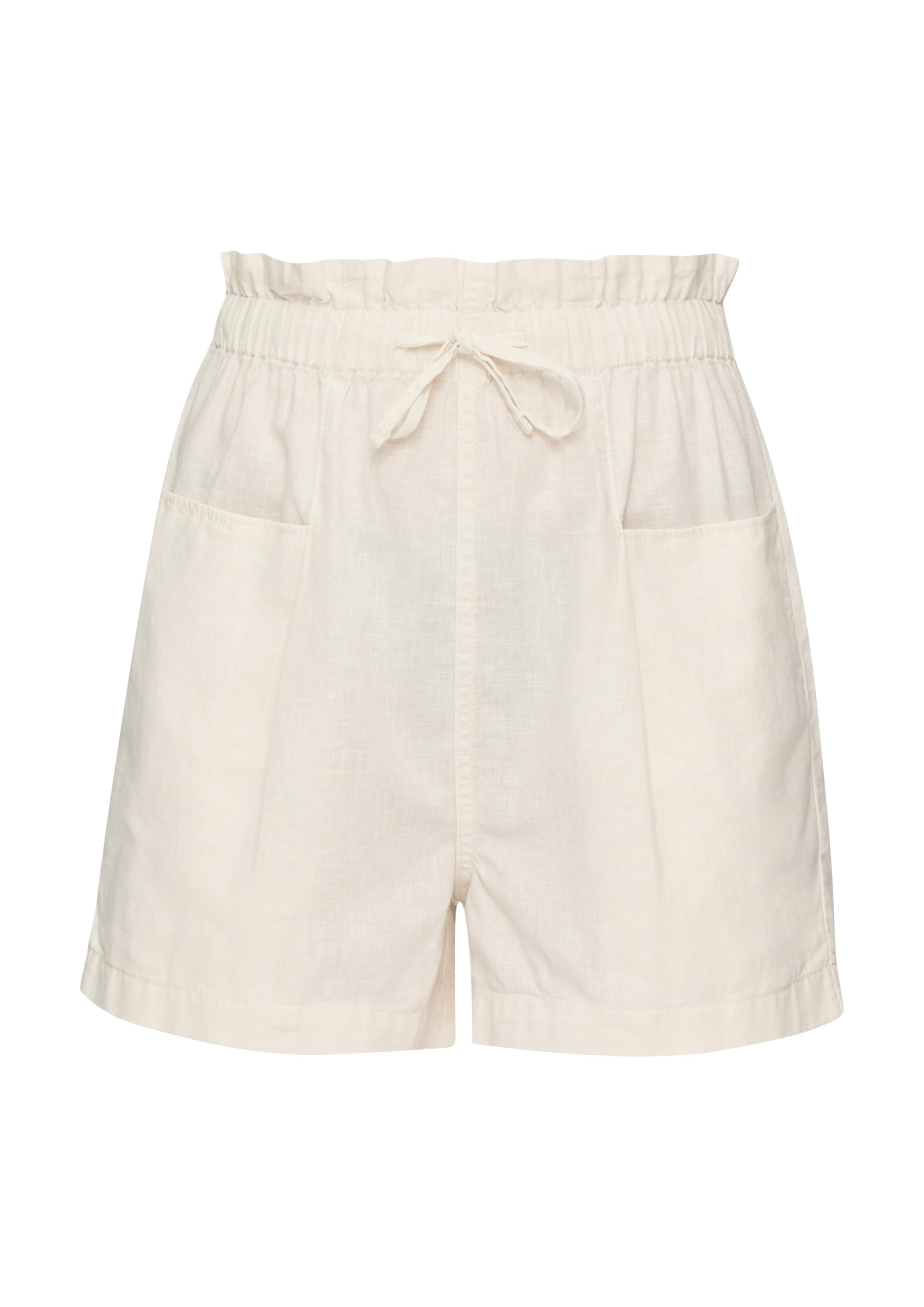 QS Damen 2147177 Short mit Bindegürtel, creme 0400, 34