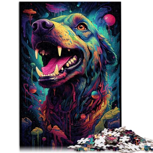 Puzzles, farbenfroher, Psychedelischer, böser Hund aus der Zukunft für Erwachsene, Puzzles mit 1000 Teilen, Holzpuzzle, Geburtstagsgeschenk, Geschenke für 1000 Teile (50 x 75 cm)