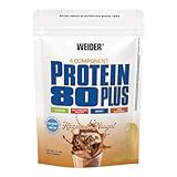 WEIDER Protein 80 Plus Eiweißpulver, Haselnuss-Nougat, Low-Carb, Mehrkomponenten Casein Whey Mix für Proteinshakes, 500g