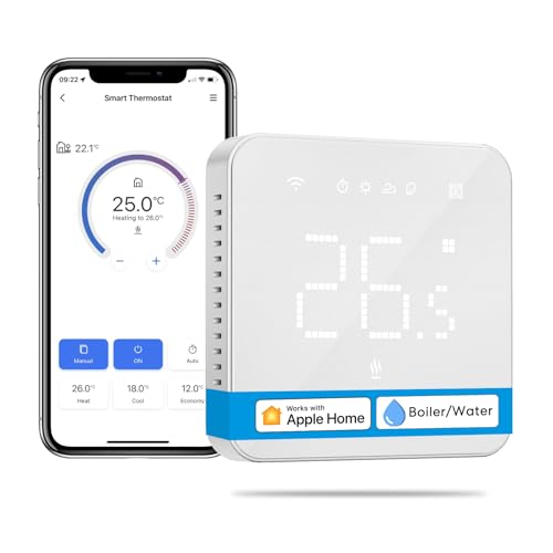 Smart Thermostate Boiler WALN Heizungsthermostat Raumthermostat WiFi-Thermostat Intelligente Wandthermostat für Siri & Google & Alexa Sprachfehl, Fernsteuerung, Zeitplan, LED Touchscreen Digital