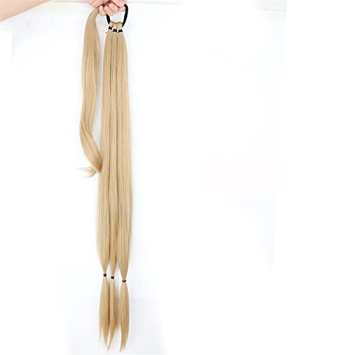 Pferdeschwanz Haarteil Synthetische lange geflochtene Pferdeschwanz-Haarverlängerungen 85 cm natürlicher blonder geflochtener Pferdeschwanz mit elastischem Haarband for Frauen Pferdeschwanz Haarverlän