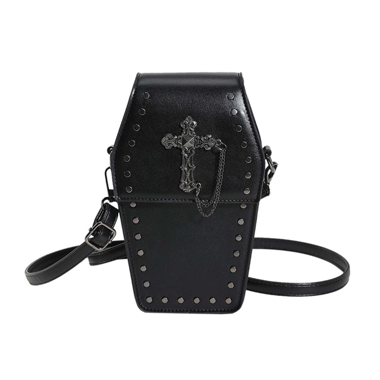 2023 Vielseitige Kleine Handytasche Nietenhandtasche Für Mädchen Frauen Geldbörse Halloween Gothic Tasche Sargförmige Tasche