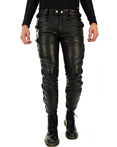 Bockle® 1991 Schnürlederhose Lederjeans Lederhose Herren schwarz, Size: W30/L32