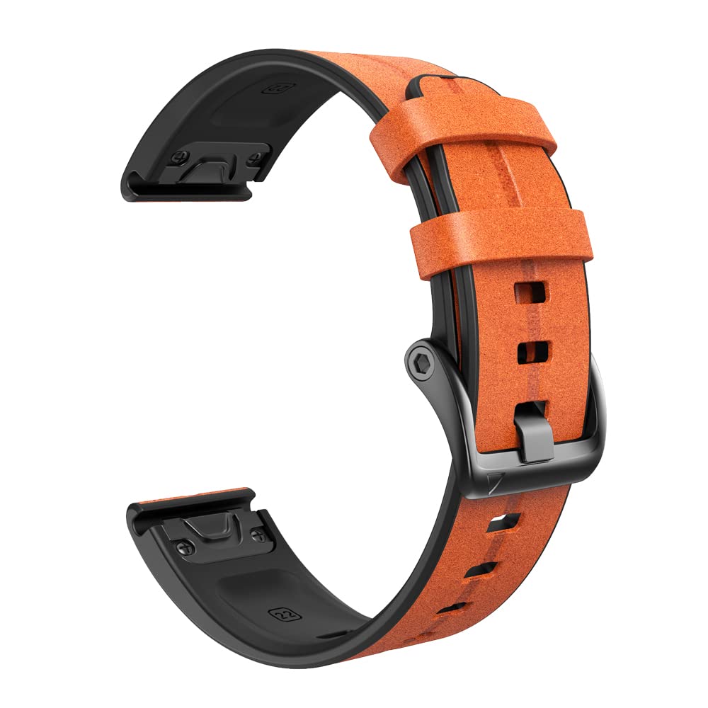 BANDKIT 22 x 26 mm Silikon-Armband QuickFit-Armbänder für Garmin Fenix 7X 7 6 6X Pro 5X 5 D2/Tactix 7 Leder-Smartwatch-Armbänder, 26mm For Tactix 7, Achat