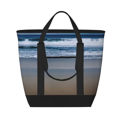 YQxwJL Isolierte Kühltasche mit großem Fassungsvermögen, Einkaufstasche, Reisetasche, Strand, wiederverwendbare Einkaufstasche für Erwachsene, Schwarz, Einheitsgröße