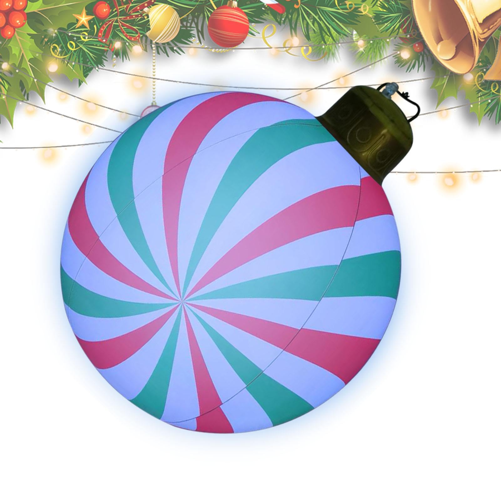 Takluu Aufblasbarer dekorierter Weihnachtsball im Freien, großer aufblasbarer Weihnachtsball - 23 Zoll Weihnachtsballon-Anhänger für den Außenbereich | Leuchtende, wiederverwendbare aufblasbare