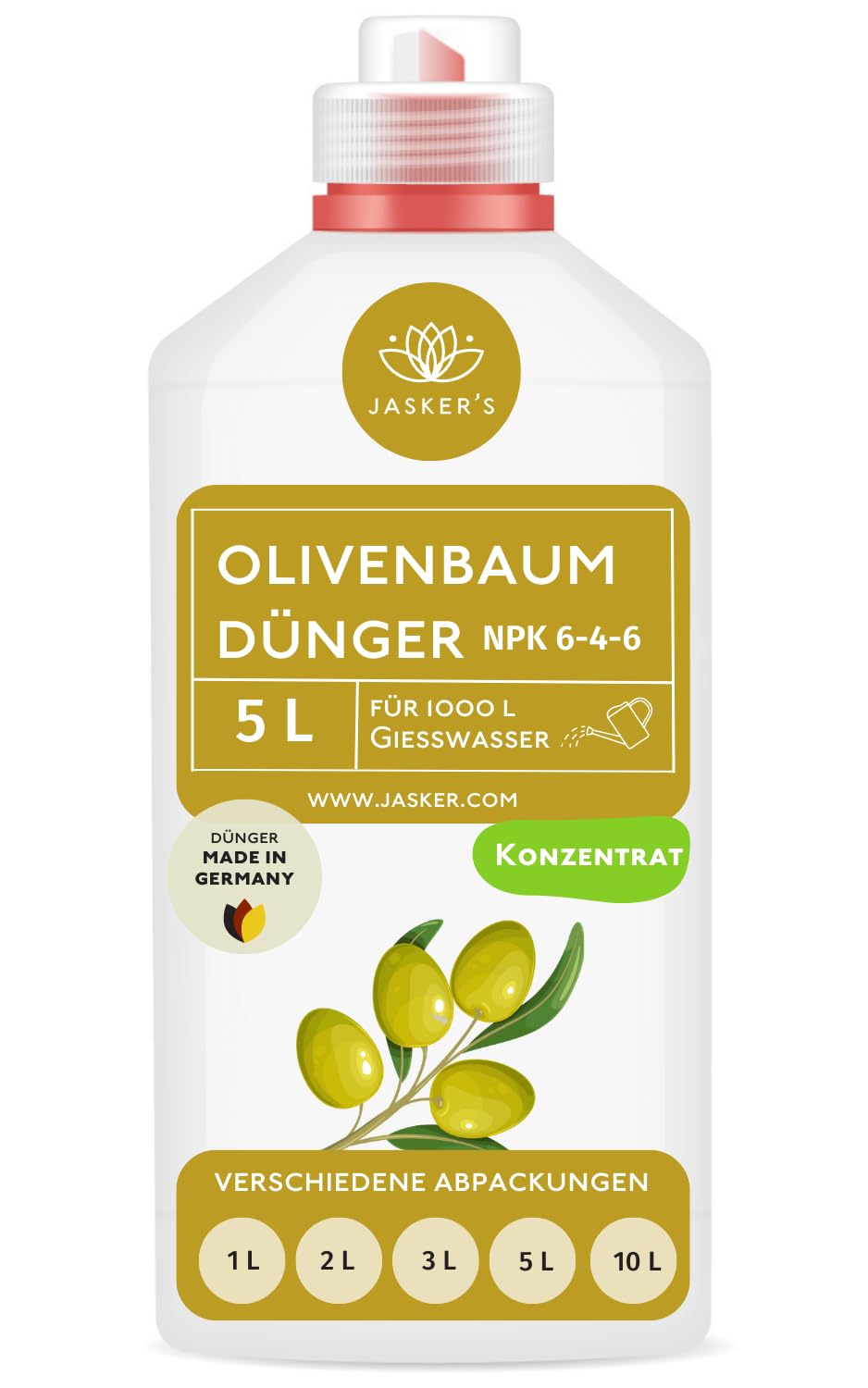 Bio Olivenbaum Dünger flüssig 5 Liter Konzentrat für 1000 Liter Gießwasser - 100% organischer Dünger für Olivenbaum - Mediterraner Pflanzendünger für Garten & Kübel - Oliven Dünger