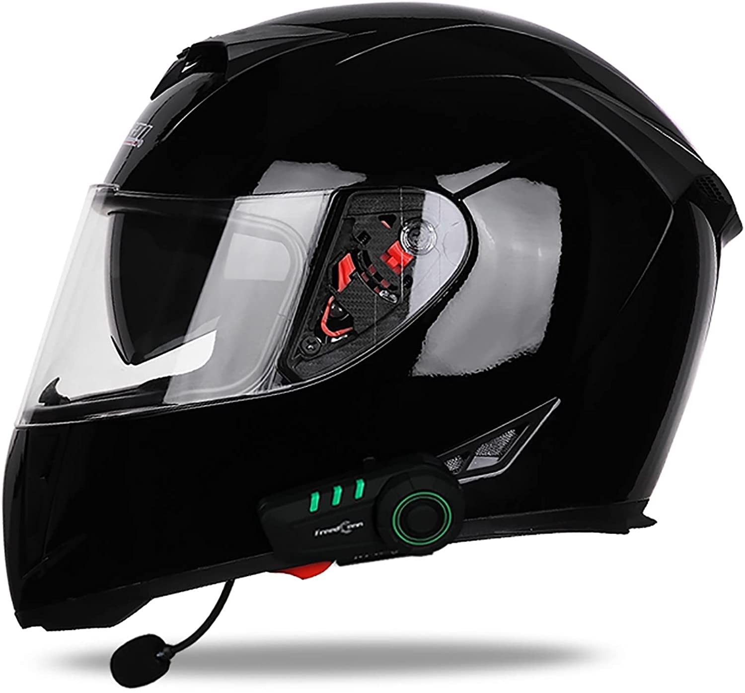 Bluetooth Motorradhelm Doppelvisier Integralhelm Damen Und Herren Mofahelme Klapphelm Mit Sonnenblende,DOT/ECE Zertifiziert Mit Eingebautem Mikrofon Für Automatische Beantwortung