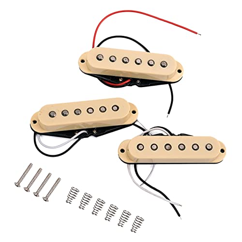 ZENGXUE Alnico V Gitarre Pickup Single Spule Humbucker Pickups Hals Mittlerer Brücke Set Für NS Beige Humbucker Tonabnehmer Set