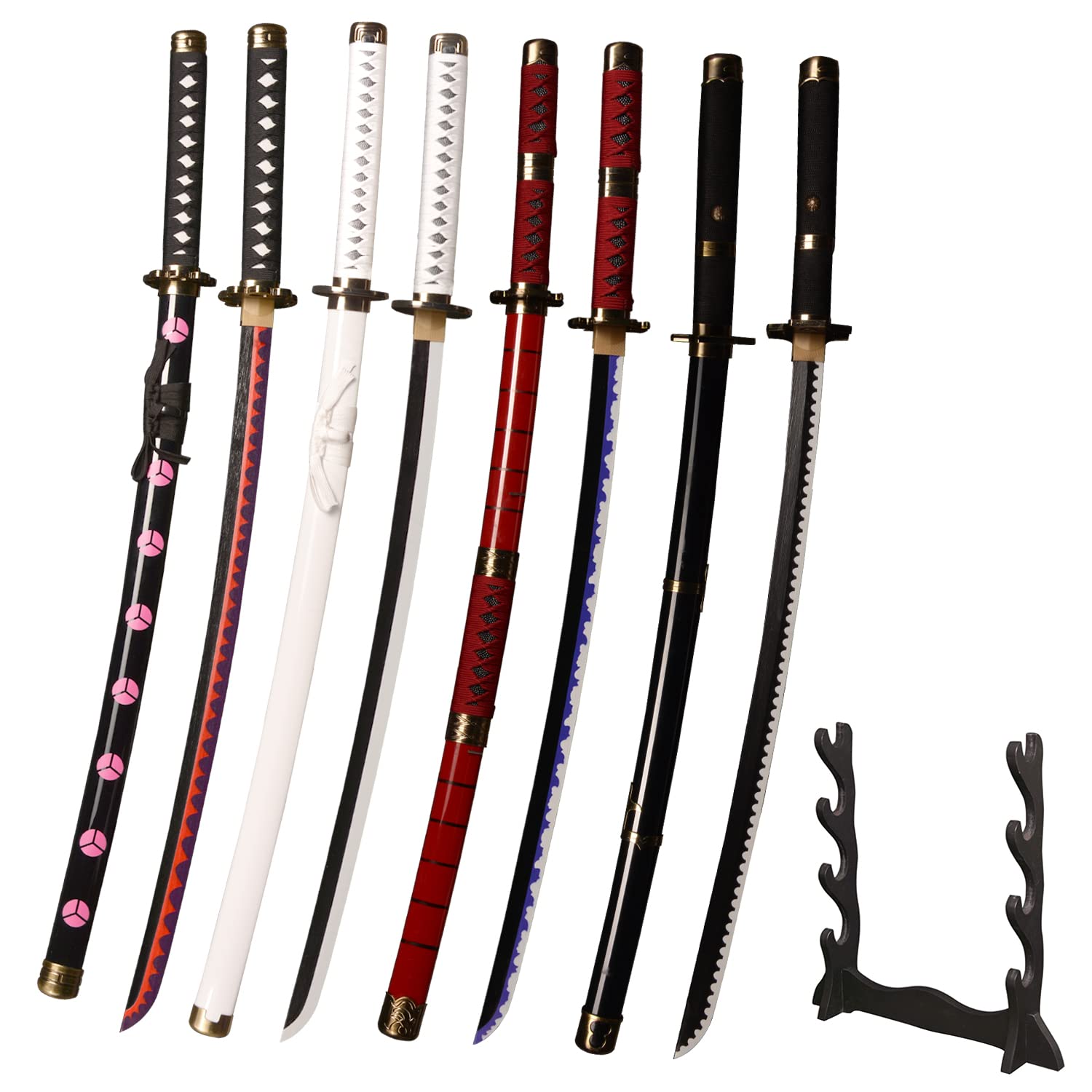 LQZJG 4-teiliges Cosplay Anime Bambus Schwert, Roronoa Zoro Katana Schwert, Shusui&Wado Ichimonji&Sandai Kitetsu&Yubashiri Katana 103cm/41 Zoll