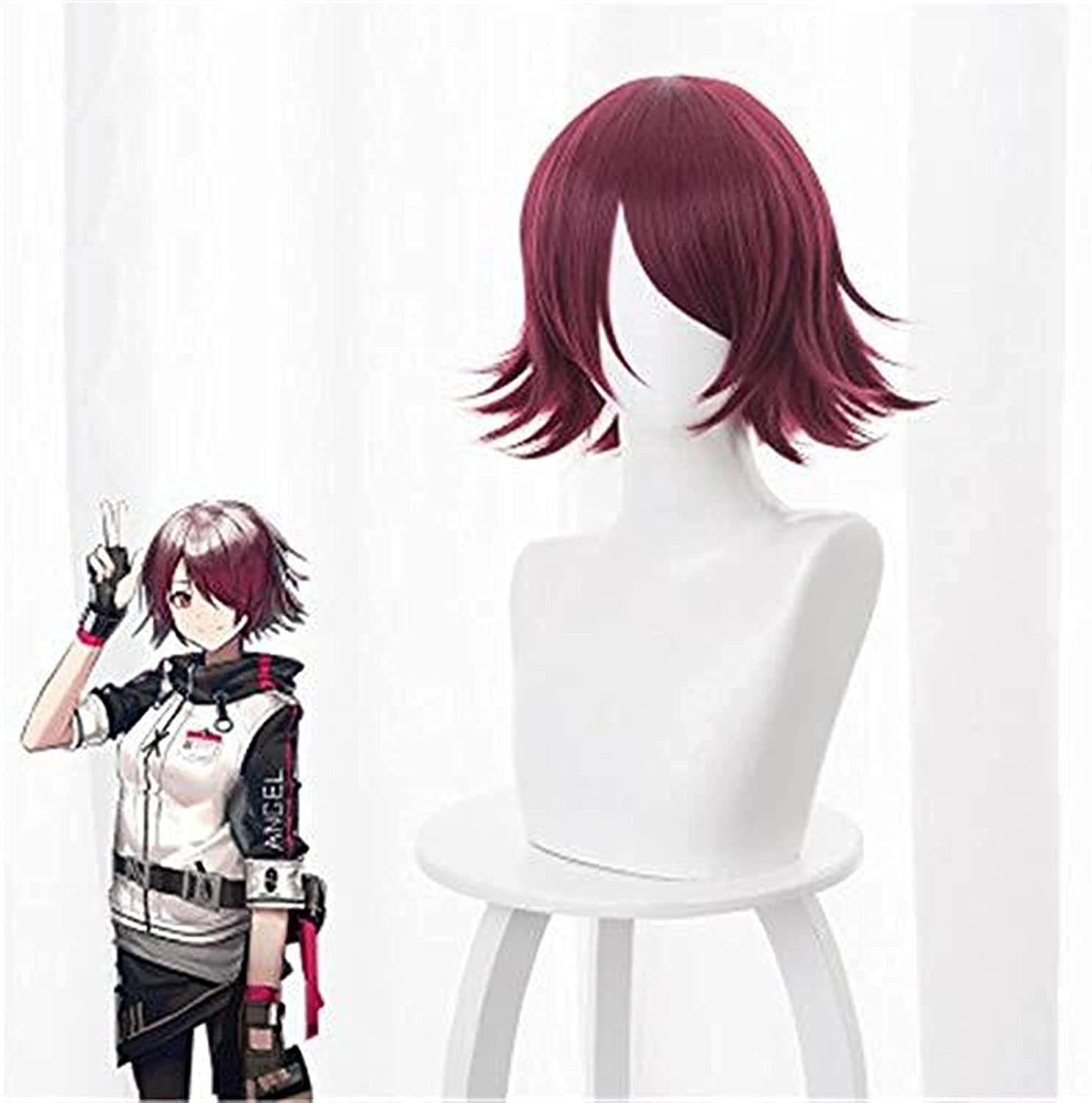 LINLINCD-Anime Coser Wig Game Arknights Cosplay Perücken Cosplay Angel Cosplay Perücke Hitzebeständige Synthetik Hair Halloween Karneval Party Anime Kleidung Wig+ Perücke Cap