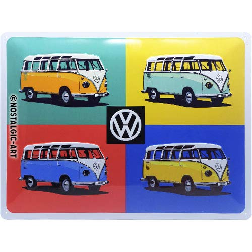 Nostalgic-Art Retro Blechschild Volkswagen Bulli T1 – Pop Art – VW Bus Geschenk-Idee, aus Metall, Vintage-Design zur Dekoration, 30 x 40 cm