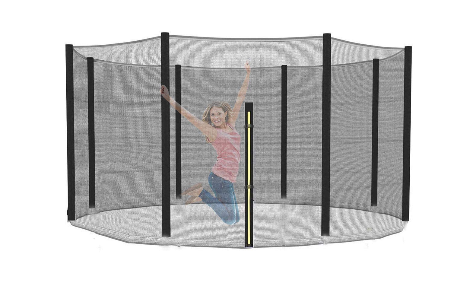 XIUWOUG Sicherheitsnetz Ersatznetz für Trampolin Ø 244 305 366 427 cm, Gartentrampolin Ersatznetz für 6/8 Stangen, Netz außenliegend, Ersatzteil reißfest, UV-beständig,Schwarz,427 cm（14FT）~8 stangen