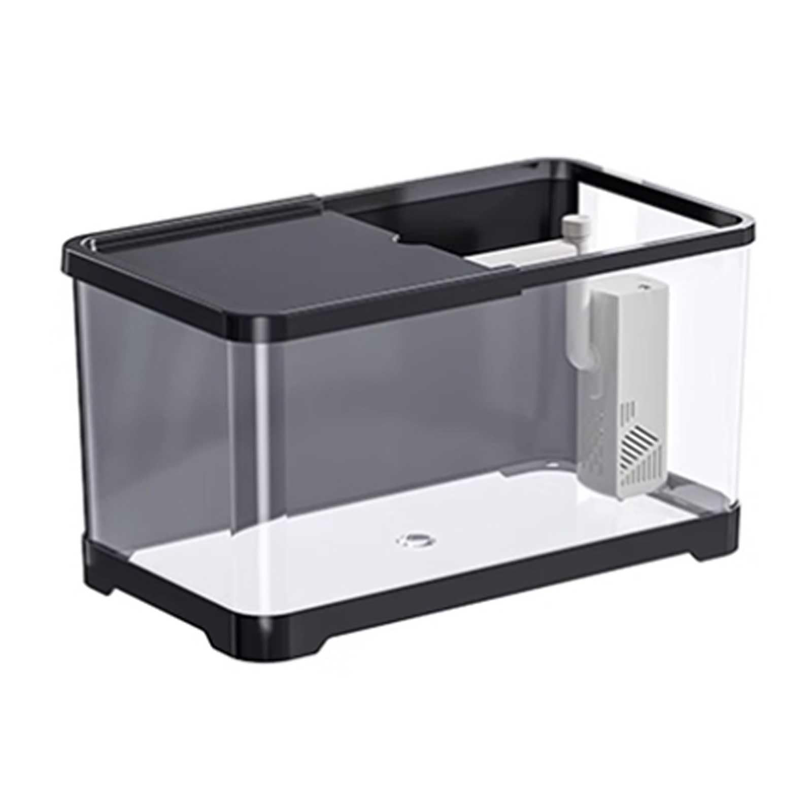 Aquarium, Desktop Transparent Acryl mit Deckel und Basis Kleine Wohnzimmer Haushalt Fischzucht Tank Fisch Schüssel(Black,M)