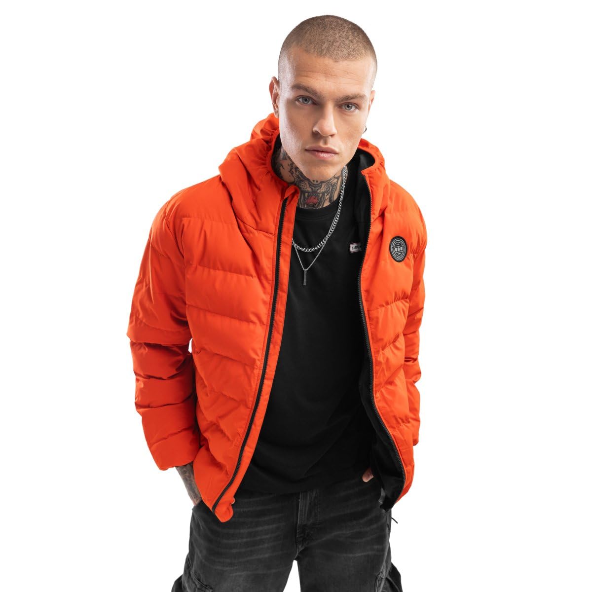 SIROKO - Steppjacke Fire - S - Leuchtendes Orange/Schwarz