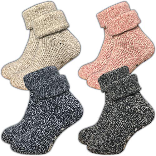 GAWILO Stoppersocken für Damen (1 Paar) | Rutschfeste Hausschuhsocken | Weiche, kuschlige & warme Socken mit Noppen (39-42, farbig (4 Paar))