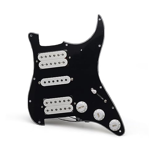 HSH Schlagbrett Circuits E-Gitarre Schlagbrett HSH Loaded Prewired Scratchplate Assembly Schwarz (Color : White Pickup)