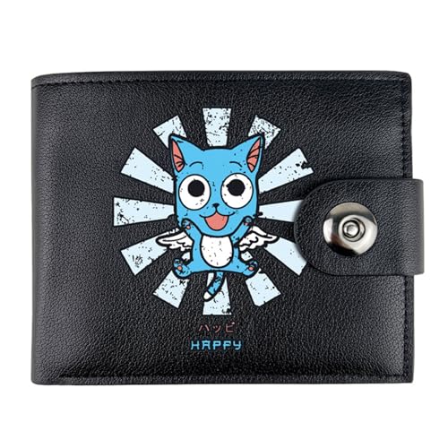 RYNDEX FAI-ry TA-il Anime-Geldbörsen, Cartoon-Münztasche Kleine Geldbörse, PU-Leder Geldbörse Brieftasche Wallet(Color:Black 8)