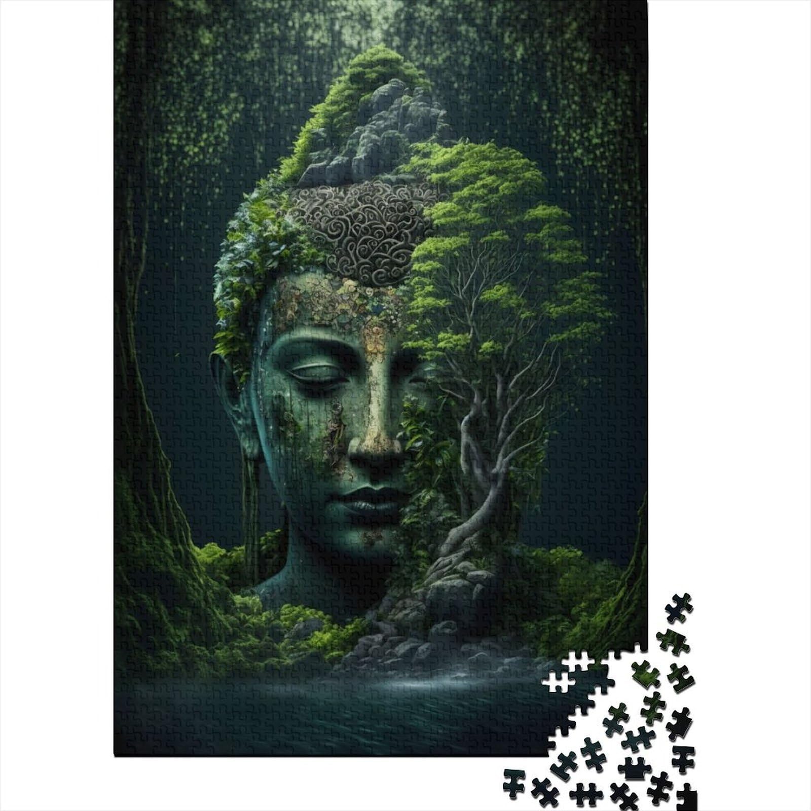 500 große Teile Puzzle für Erwachsene Buddha in der Natur Holzpuzzle Puzzles für Erwachsene Teenager Weihnachtspuzzle Geschenke für Frauen 52x38cm