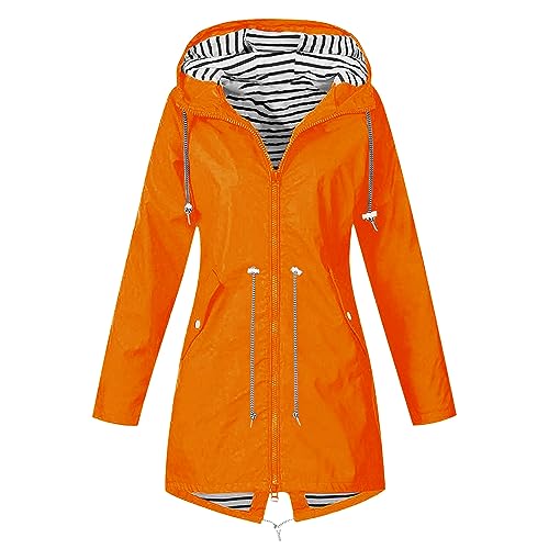 Regenjacken Für Damen, Damen Wasserdicht Atmungsaktiv Regenjacke Große Größen Regenmantel Leicht Jacke Windbreaker Mit Kapuze Softshelljacke Fahrradjacke Funktionsjacke Outdoorjacke Übergangsjacke