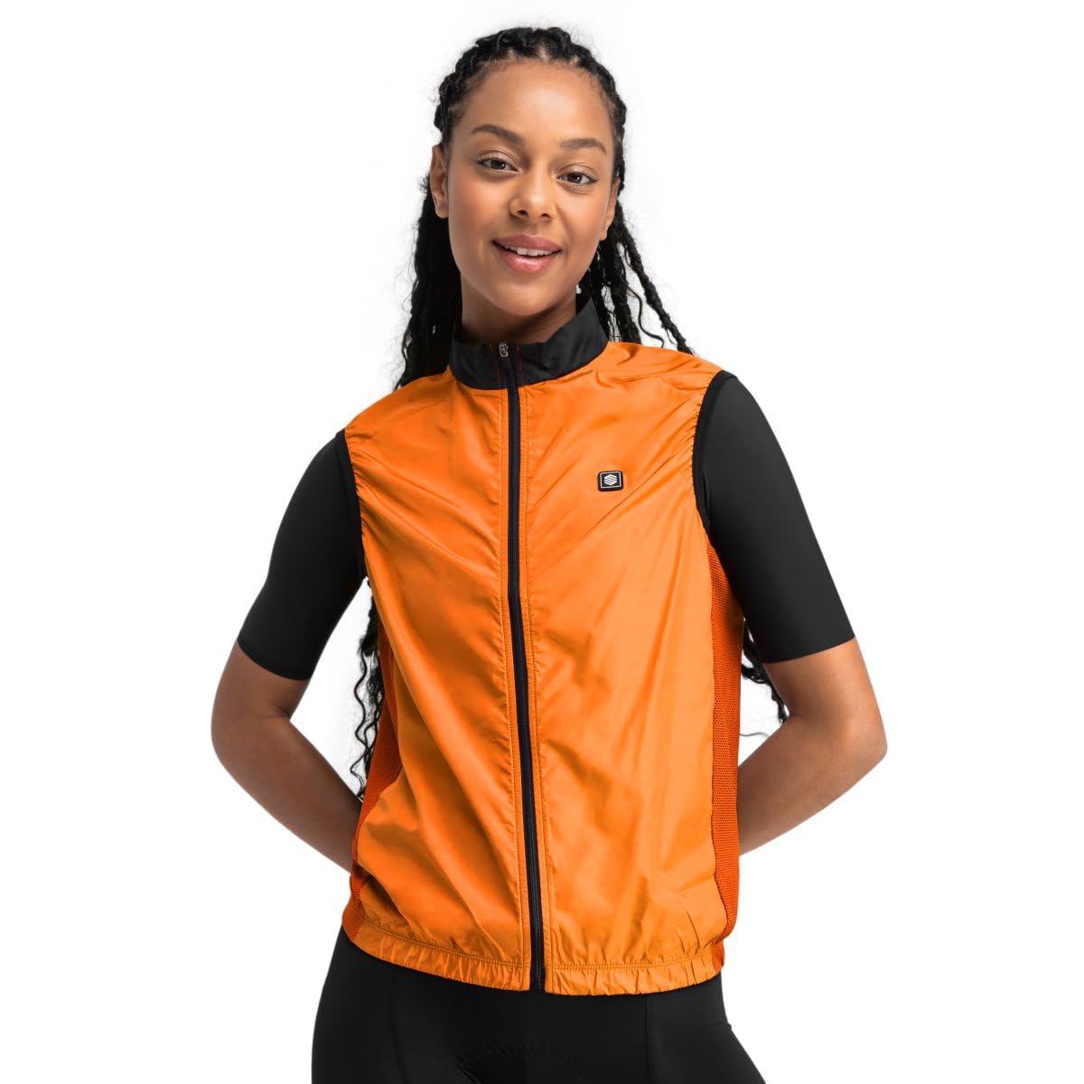 SIROKO - Winddichte Fahrradweste für Damen V1-W Season - XL - Leuchtendes Orange