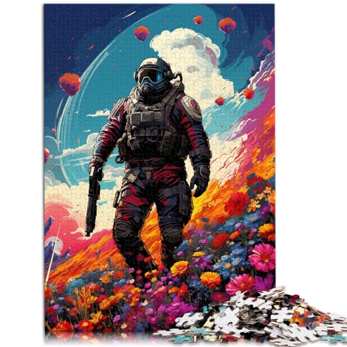 Puzzles, farbenfrohe Zeichnung eines Astronauten, 1000-teiliges Puzzle, Lernspiele, anspruchsvolles, unterhaltsames Spiel für die ganze Familie, 1000 Teile (50 x 75 cm)