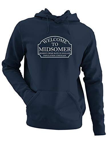 clothinx Midsomer Inspector - Welcome to Midsomer - Highest Crime Rate in England - Population Unsteady - The Home of Inspector Barnaby Herren Kapuzen-Pullover Navy Gr. 3XL