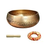 Tibetische Klangschale mit Holzkissen, Meditationsklangschale, Handarbeit, Geschenk für Yoga, Balancing Sound Bowl