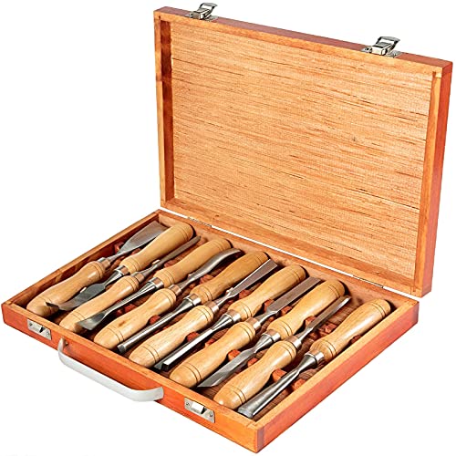 BomDog Drehmeißel, Holzmeißel-Sets, 12-Teilig, Drehmeißel, 3-3/4 Zoll/95 Mm, Holzbearbeitungsmeißel, 9 Zoll, Holzdrehmeißel, Holzmeißel, Drehmeißel, Holz-Werkzeugkasten