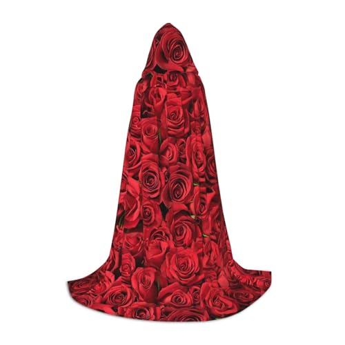 WURTON Roter Rosen-Druck, Halloween-Kapuzenumhang, Unisex, Gothic-Umhang für Cosplay-Festlichkeiten