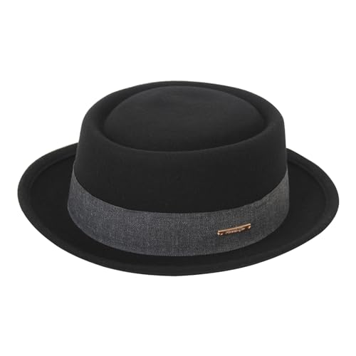 MEELYHOME Vintage-Fedora-Mütze für Erwachsene, Partyhut mit Gürtel, Cosplay-Kostüm, Rollkrempe, flacher Hut, Hippie-Kappe, Bühnenrequisiten, Kopfbedeckung, Mode, Cosplay, Party-Accessoire