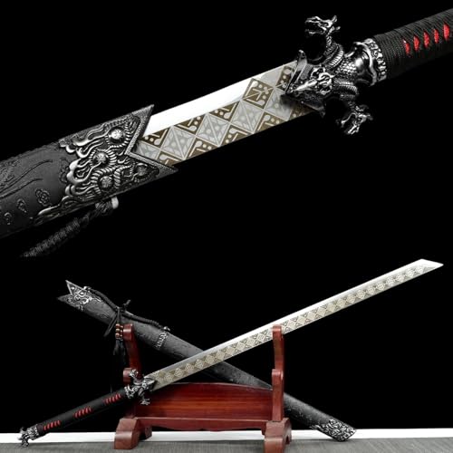 MAUXpIAO sword 108 cm Broadsword/Sharp/Katana Sword Hand-Forged High Manganese Steel Collections, Gifts, Halloween, Role-Playing Games, Martial Arts Exercises echt/A/108cm