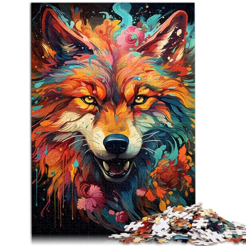 Puzzle, Lernspiele, Die farbenfrohe Psychedelie von Flower Wolf, 1000-teiliges Puzzle aus Holz, Geburtstagsgeschenk, Geschenke für 1000 Teile (50 x 75 cm)