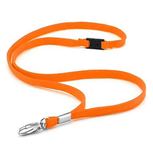 CKB LTD Premium Lanyards Umhängeband mit Breakaway und Drehgelenk Metall Clip für Ausweishalter Lanyard Einfarbig Orange Packung mit 100