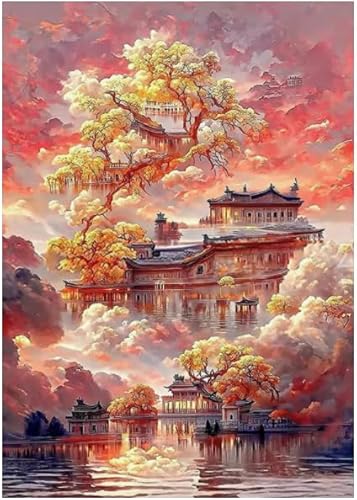 HfmQuisutron Jigsaw Puzzles 1000 Stück Assembling Bild japanische Landschaft Malerei für Erwachsene Spiele Lernspielzeug Qd62Kz